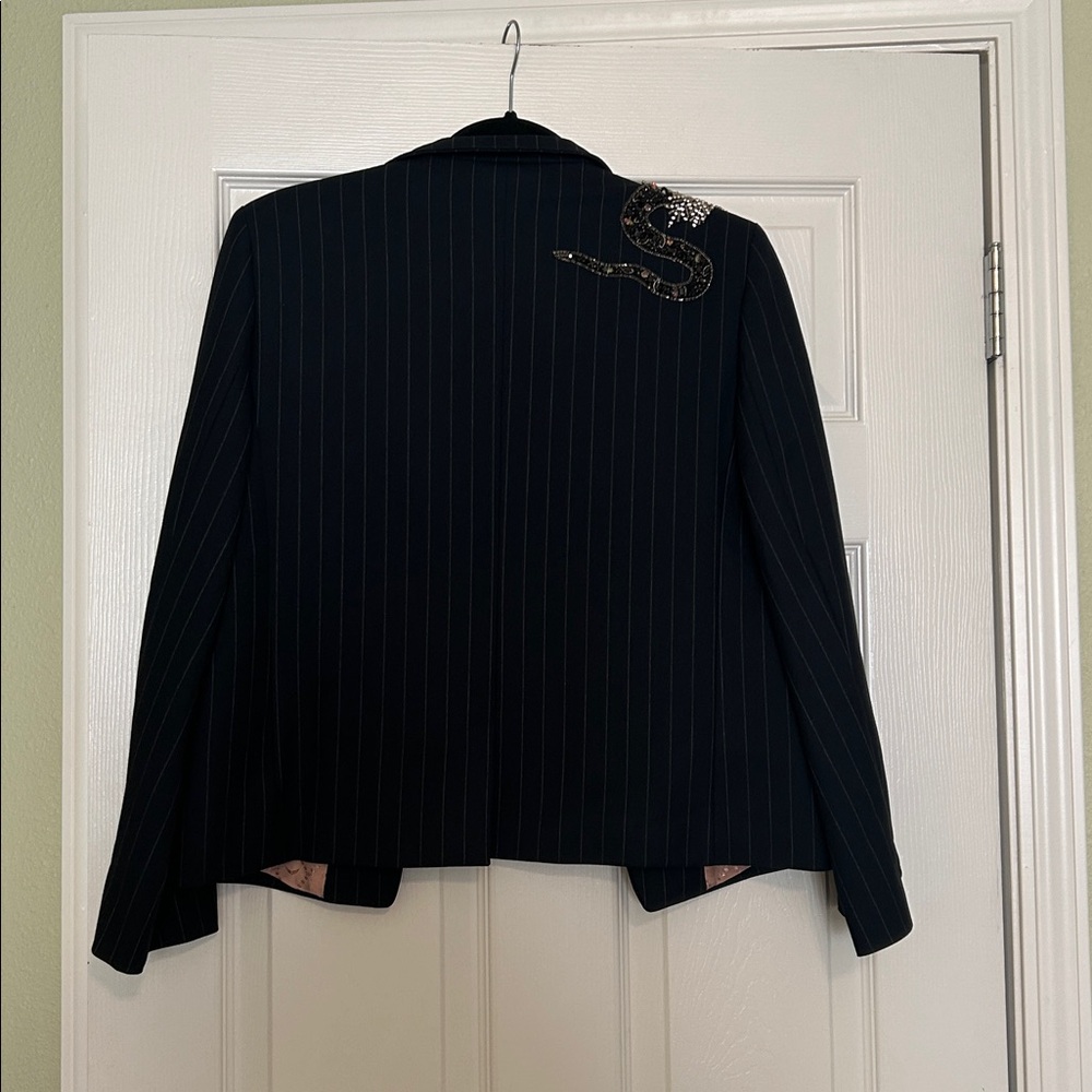 Zadig & Voltaire Volys Pinstripes Beaded Snake Blazer - Picture 9 of 11